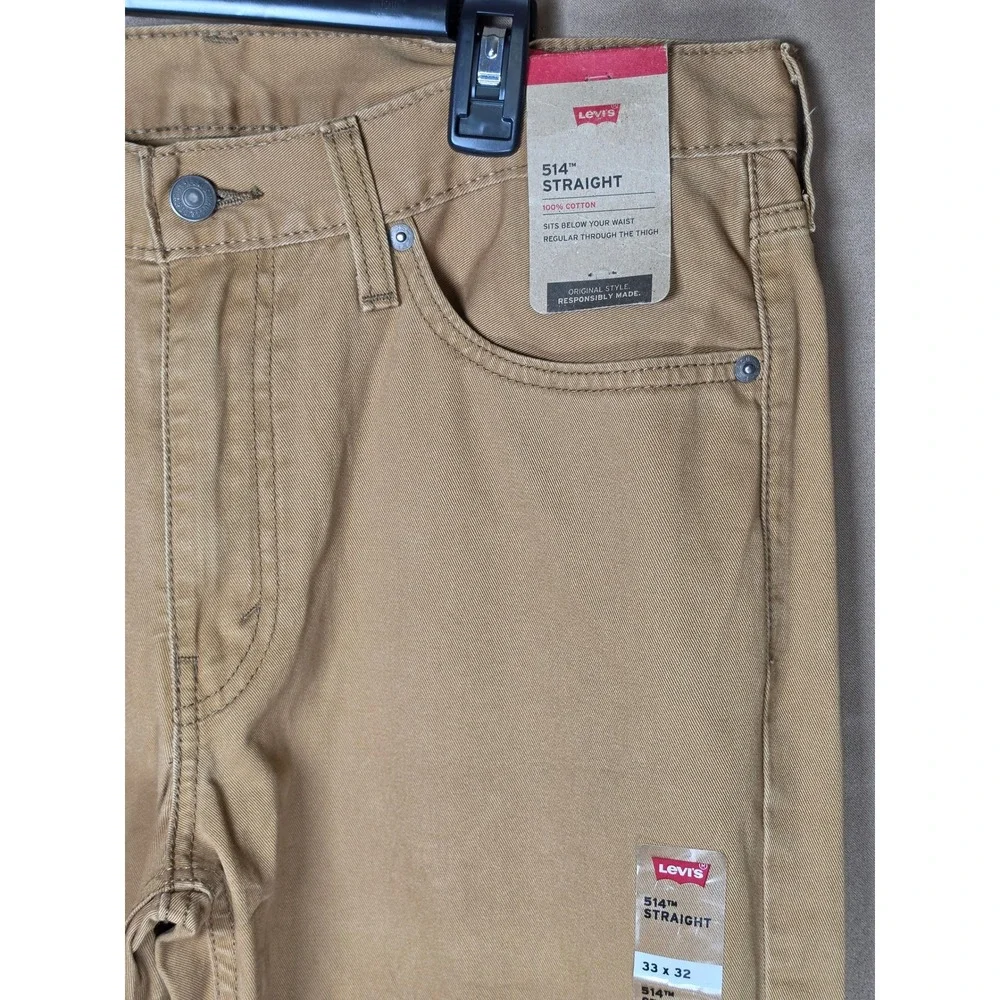 Levis 514 Straight Fit Mens Tan Khaki Pants 33x32 NWT